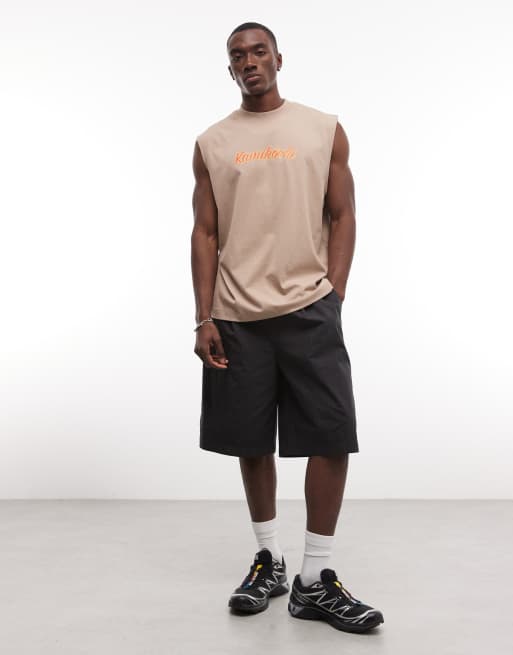 ASOS DESIGN oversized tank with scenic graphic in mocha, 2 of 5