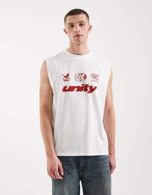 Asos Design Oversized Tank With Soccer Graphic In White