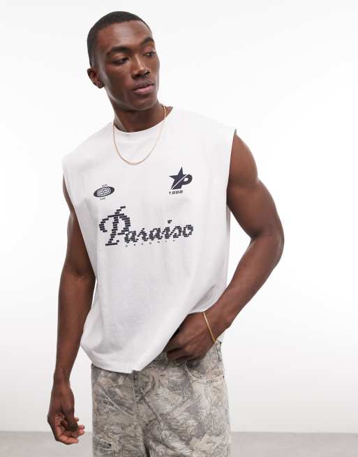 ASOS DESIGN oversized tank with soccer graphic in white , 3 of 5