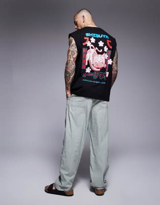 Asos Design Oversized Tank With Souvenir Graphic