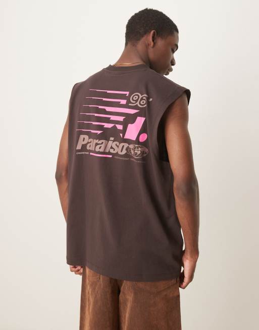 ASOS DESIGN oversized tank with sports graphic in brown , 2 of 4