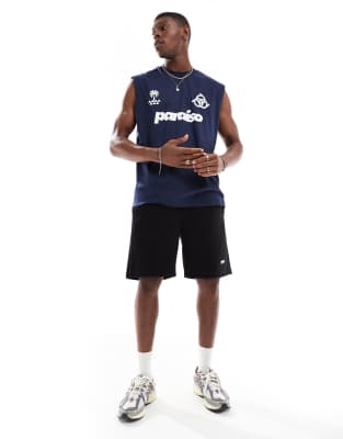 ASOS DESIGN oversized tank with sports graphic in navy