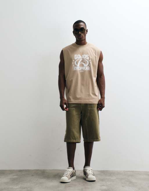 ASOS DESIGN oversized tank with street graphic in mocha , 4 of 5