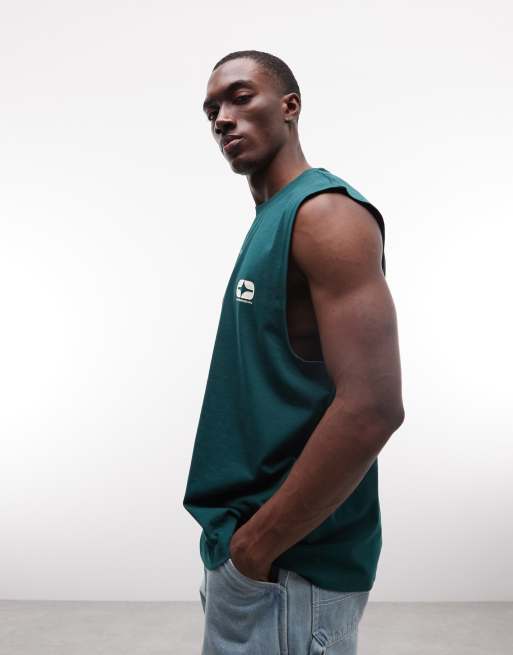 ASOS DESIGN oversized tank with street text graphic in green, 4 of 5
