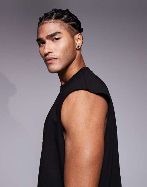 ASOS DESIGN oversized tank with text graphic in black , 4 of 5