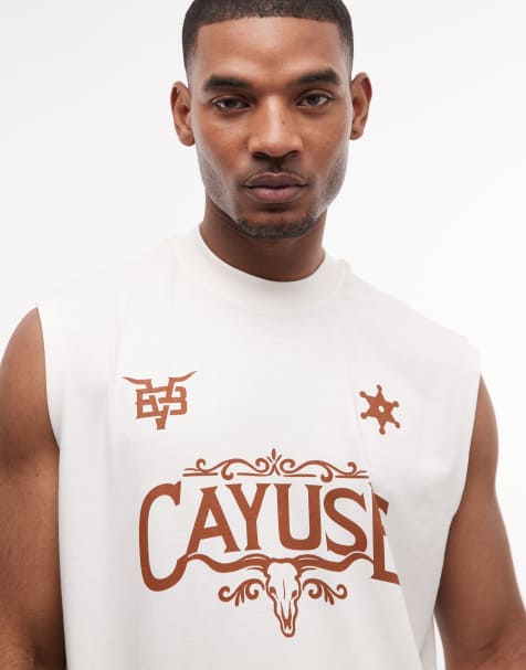 ASOS DESIGN oversized tank with text graphic in cream - view 1