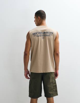 Asos Design Oversized Tank With Text Graphic In Multi
