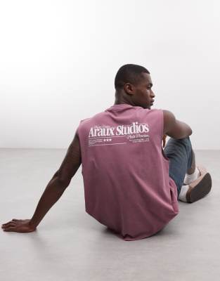 Asos Design Oversized Tank With Text Graphic In Pink