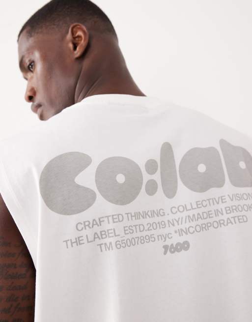ASOS DESIGN oversized tank with text print in white, 5 of 7