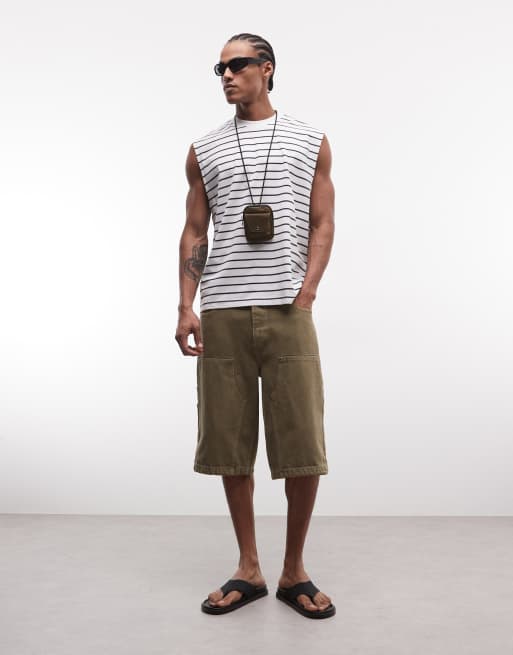 ASOS DESIGN oversized tank with text puff print in white stripe, 2 of 5