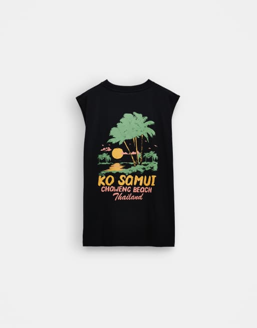 ASOS DESIGN oversized tank with 'Thailand' back graphic in grey, 6 of 7