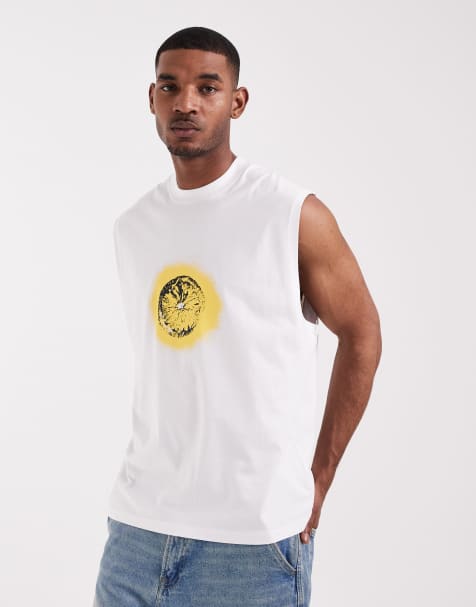 ASOS DESIGN oversized tank with The Stone Roses print in white - view 1