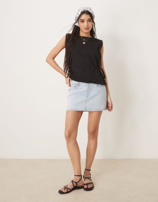 Asos Design Oversized Tank With Tie Detail In Black