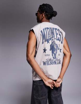 Asos Design Oversized Tank With Western Graphic