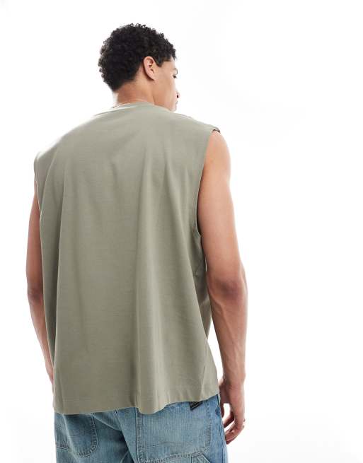 ASOS DESIGN - Oversized tanktop i kakigrønt, kraftigt stof , 4 af 4