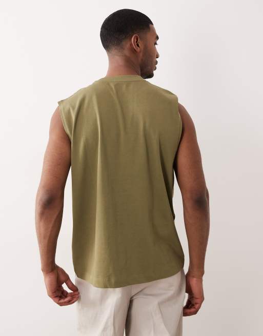 ASOS DESIGN - Oversized tanktop i kakigrønt, kraftigt stof, 5 af 5