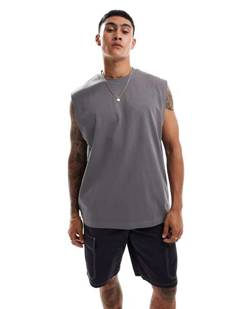 ASOS DESIGN - Oversized tanktop i kraftigt, koksgråt stof - view 1