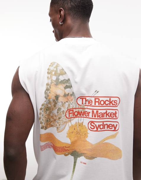 ASOS DESIGN - Oversized tanktop met grafische bloemenprint in wit - view 1