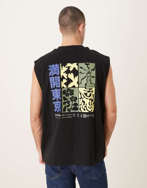 ASOS DESIGN - Oversized tanktop met grafische bloemenprint in zwart - view 1