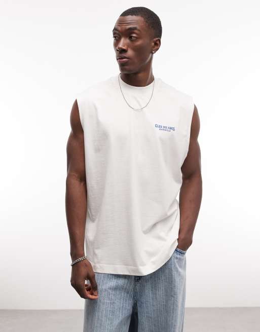 ASOS DESIGN - Oversized tanktop met grafische café-print in crème, 5 van 5