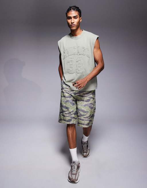 ASOS DESIGN - Oversized tanktop met grafische stadsprint in kaki met wassing  , 3 van 4