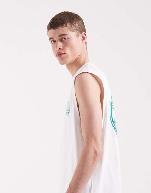 ASOS DESIGN - Oversized tanktop met grafische strandprint in wit, 4 van 5