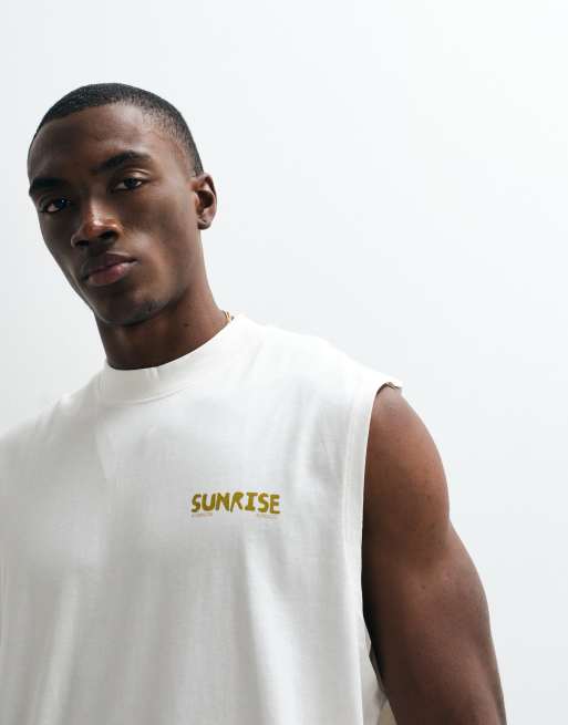 ASOS DESIGN - Oversized tanktop met grafische Sunrise-print in crème, 3 van 5