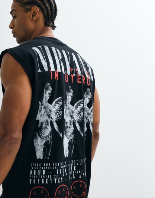 ASOS DESIGN - Oversized tanktop met Nirvana print in zwart, 4 van 5