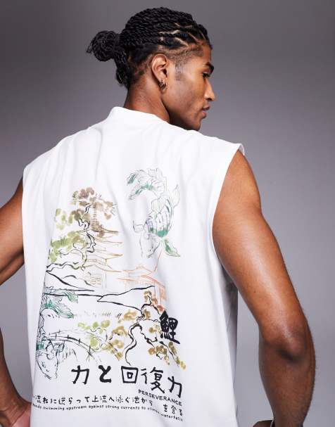ASOS DESIGN - Oversized tanktop met print op de rug in wit - view 1
