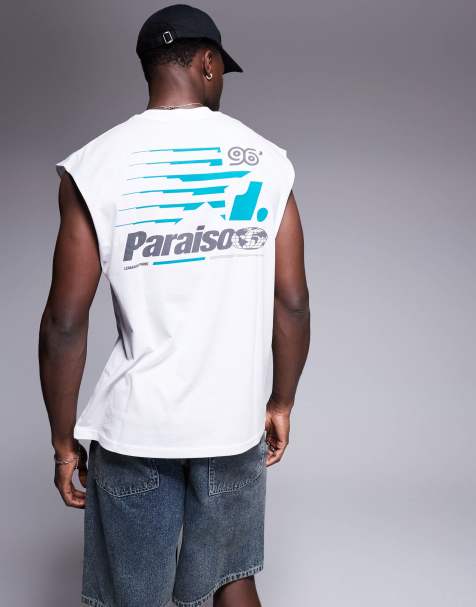 ASOS DESIGN - Oversized tanktop met sportprint in wit - view 1