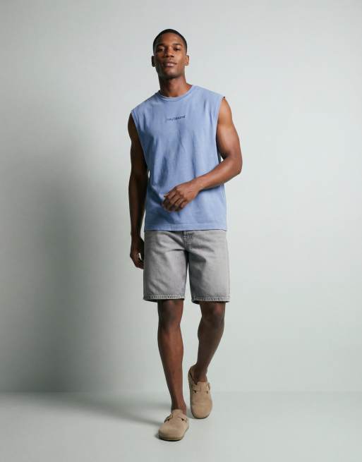 ASOS DESIGN - Oversized tanktop van zware stof met textuur in blauw, deel van co-ord set, 9 van 12