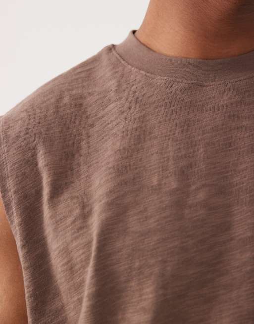 ASOS DESIGN - Oversized tanktop van zware stof met textuur in bruin, 3 van 5