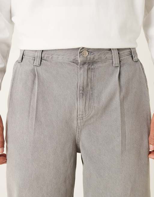 ASOS DESIGN Oversized taper gray wash jeans, 4 of 5