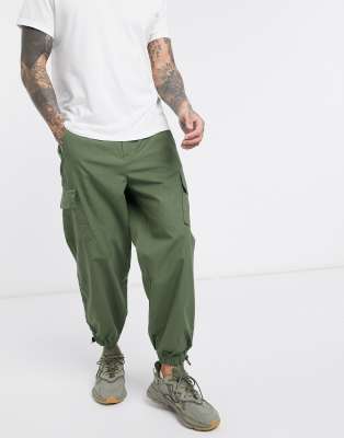 green tapered cargo pants