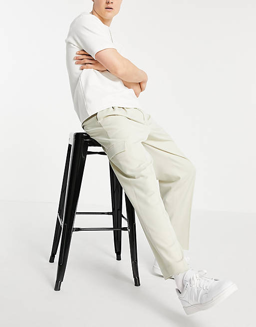  oversized tapered cargo trouser in stone 
