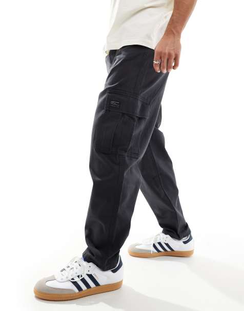 ASOS DESIGN oversized tapered cargo trousers with patch in charcoal - view 1