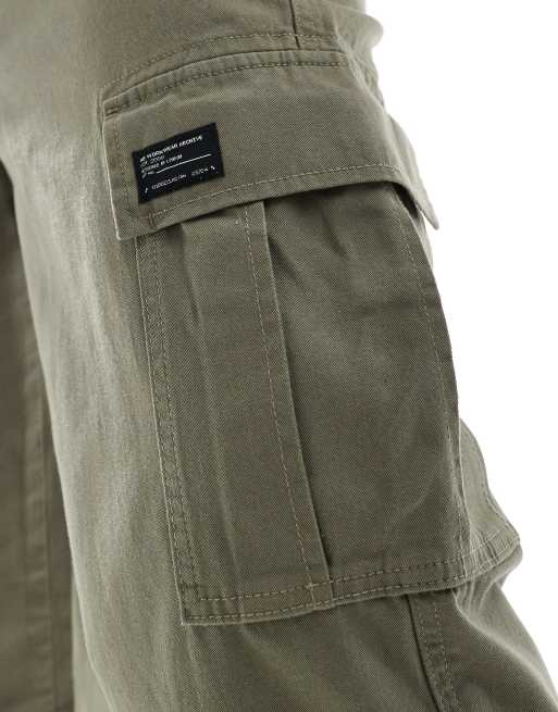 ASOS DESIGN - Oversized, tapered cargobukser med mærke i kakigrøn, 2 af 5