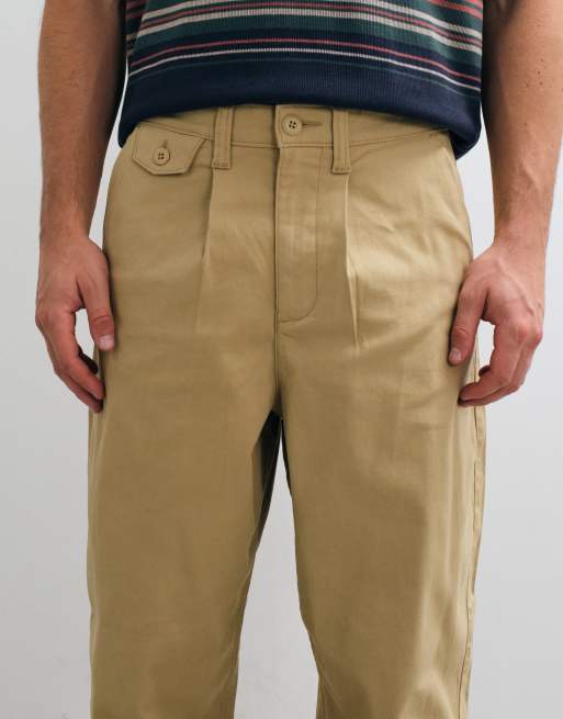 ASOS DESIGN oversized tapered chino in beige with pleats, 2 of 5