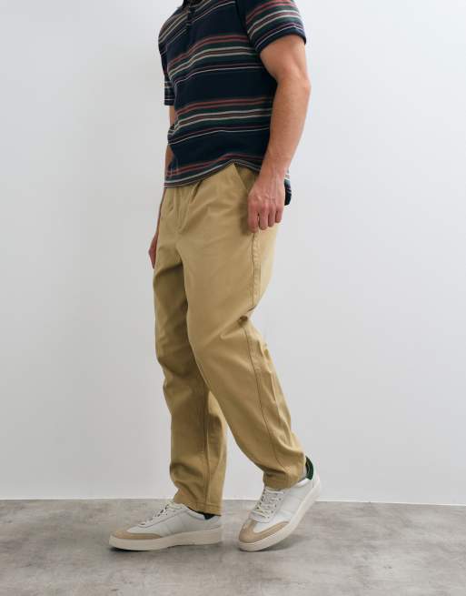 ASOS DESIGN oversized tapered chino in beige with pleats, 3 of 5