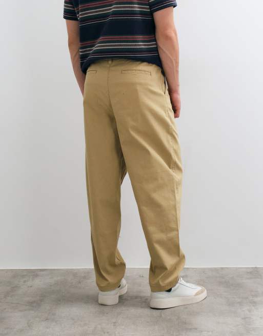 ASOS DESIGN oversized tapered chino in beige with pleats, 5 of 5