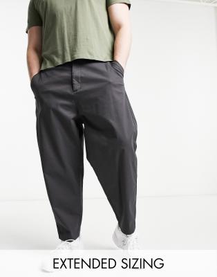 ASOS DESIGN oversized tapered chino pants in charcoal-Grey