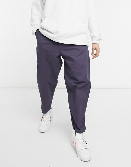 ASOS DESIGN oversized tapered chino trousers in navy