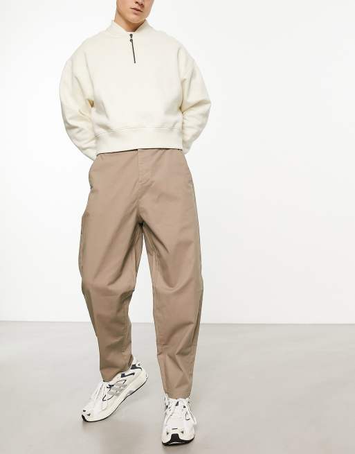 ASOS DESIGN oversized tapered chinos in beige