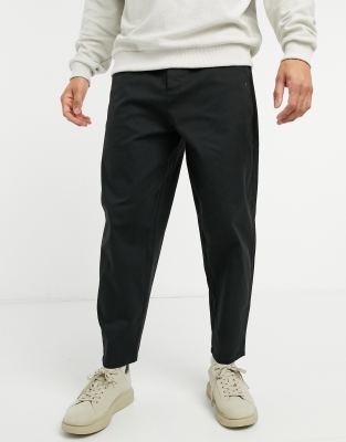 Asos Design Oversized Tapered Chinos In Black