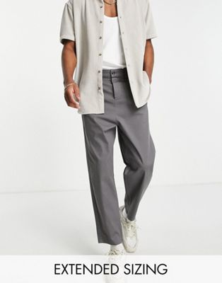 ASOS DESIGN oversized tapered chinos in charcoal - ASOS Price Checker