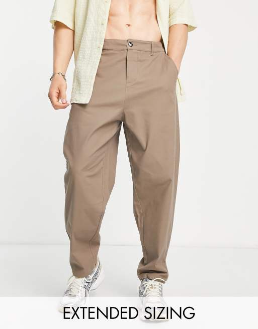  ASOS DESIGN oversized tapered chinos in dark stone