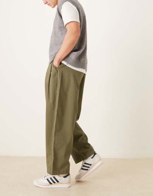 ASOS DESIGN oversized tapered chinos in khaki, 3 of 5