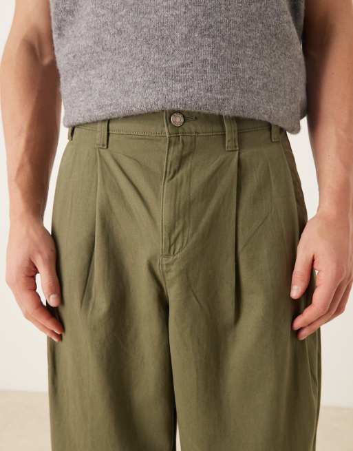 ASOS DESIGN oversized tapered chinos in khaki, 4 of 5