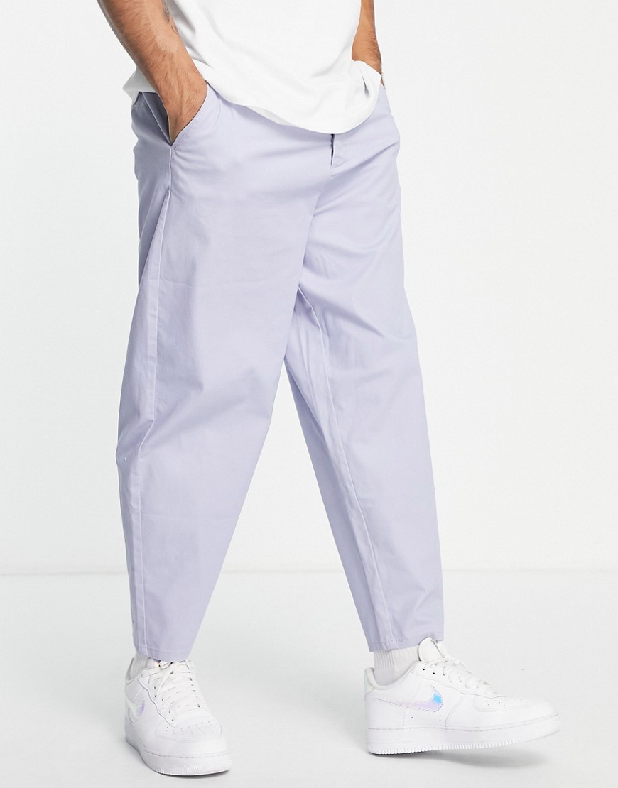ASOS DESIGN oversized tapered chinos in light blue-Blues