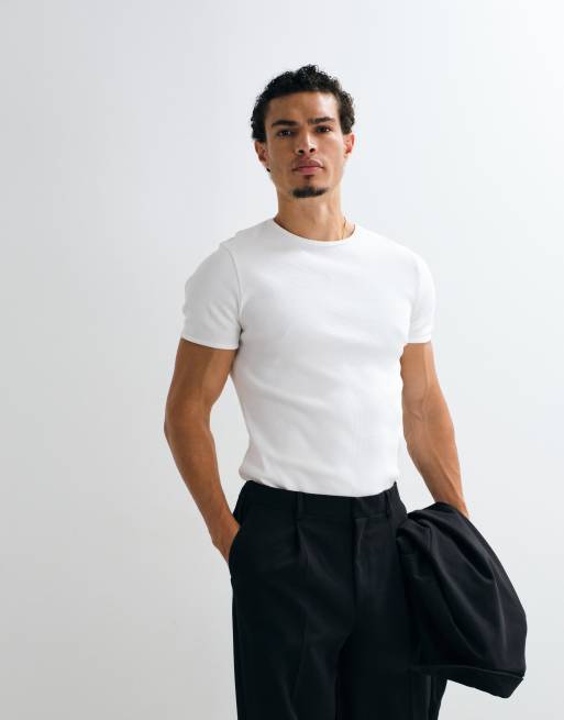 ASOS DESIGN oversized tapered denim look smart pants with half elastic waist in black - part of a set, 3 of 5